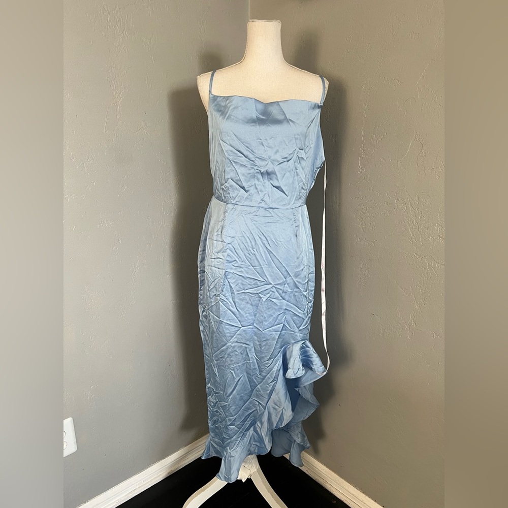 Missguided Blue Asymmetrical Ruffled Sundress size 8